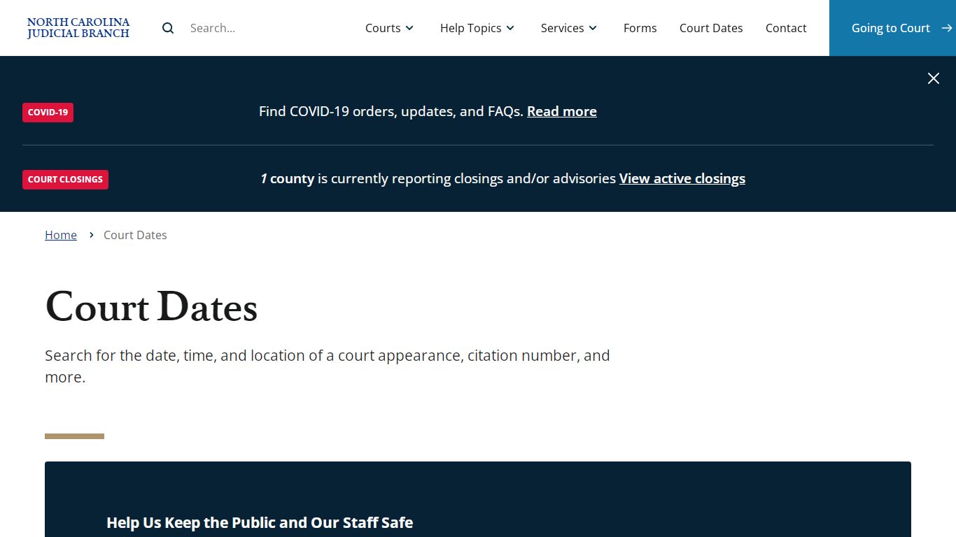 Court Dates | North Carolina Judicial Branch
